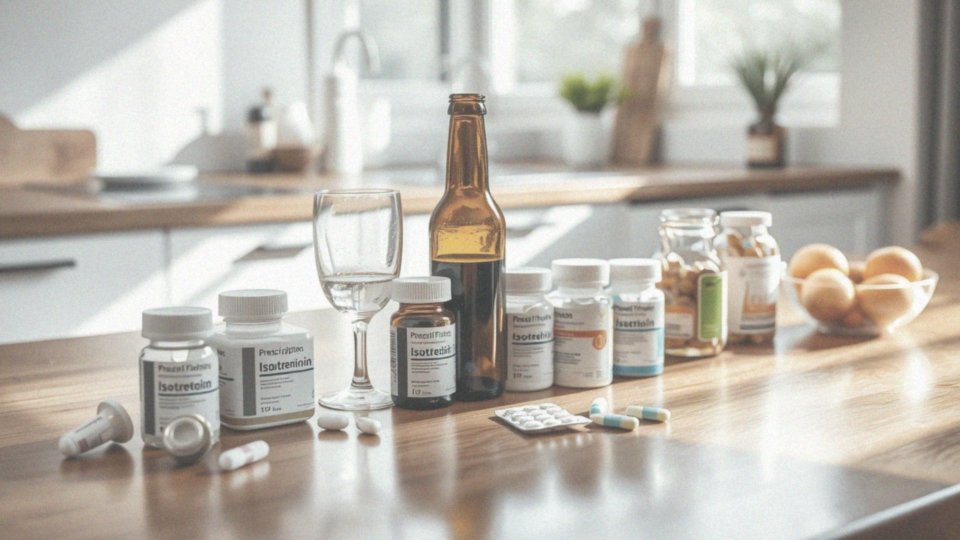 Jakie są interakcje izotretynoiny z innymi substancjami, na przykład alkoholem?