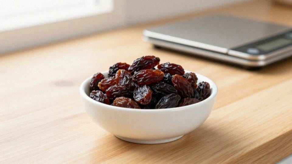 Ile kalorii ma porcja 30–40 g rodzynek?
